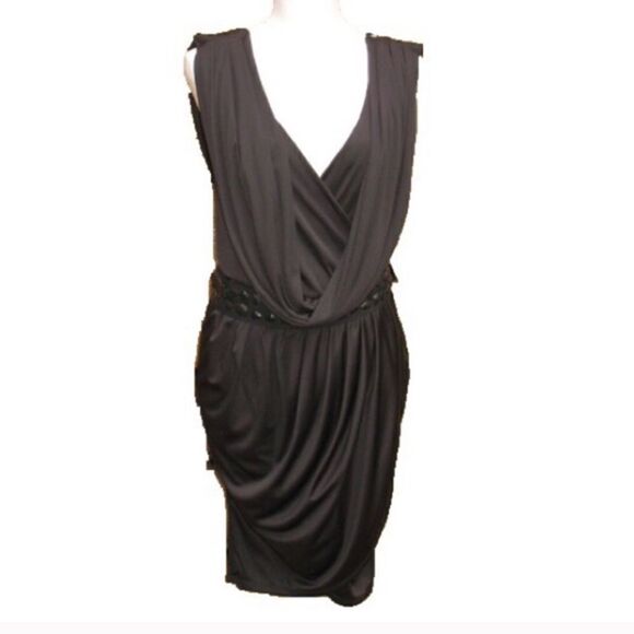 NWT Black Grecian Jersey Dress - Picture 1 of 8
